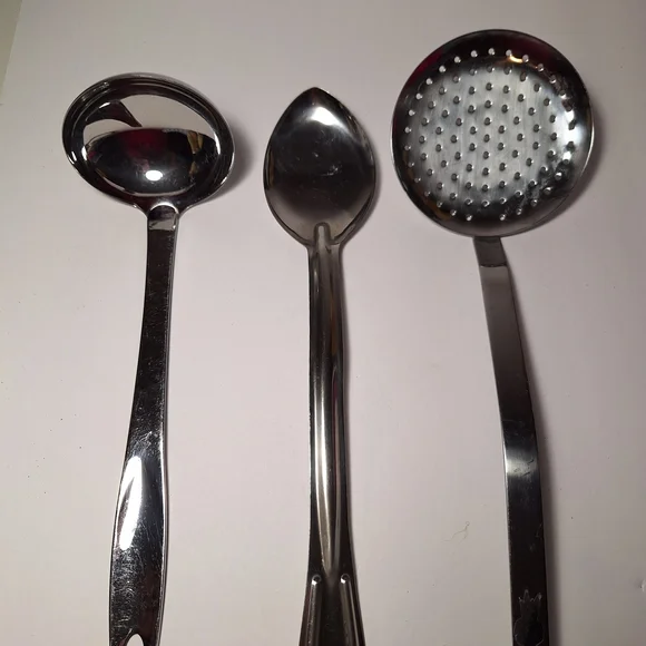 Stainless Steel Kitchen Tools Set of 3 Pieces ladle-skimmer & spoon - Picture 5 of 10
